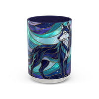 Celestial Wolf Stained Glass Style Mug