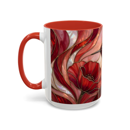 Scarlet Bloom Hummingbird Stained Glass Style Mug