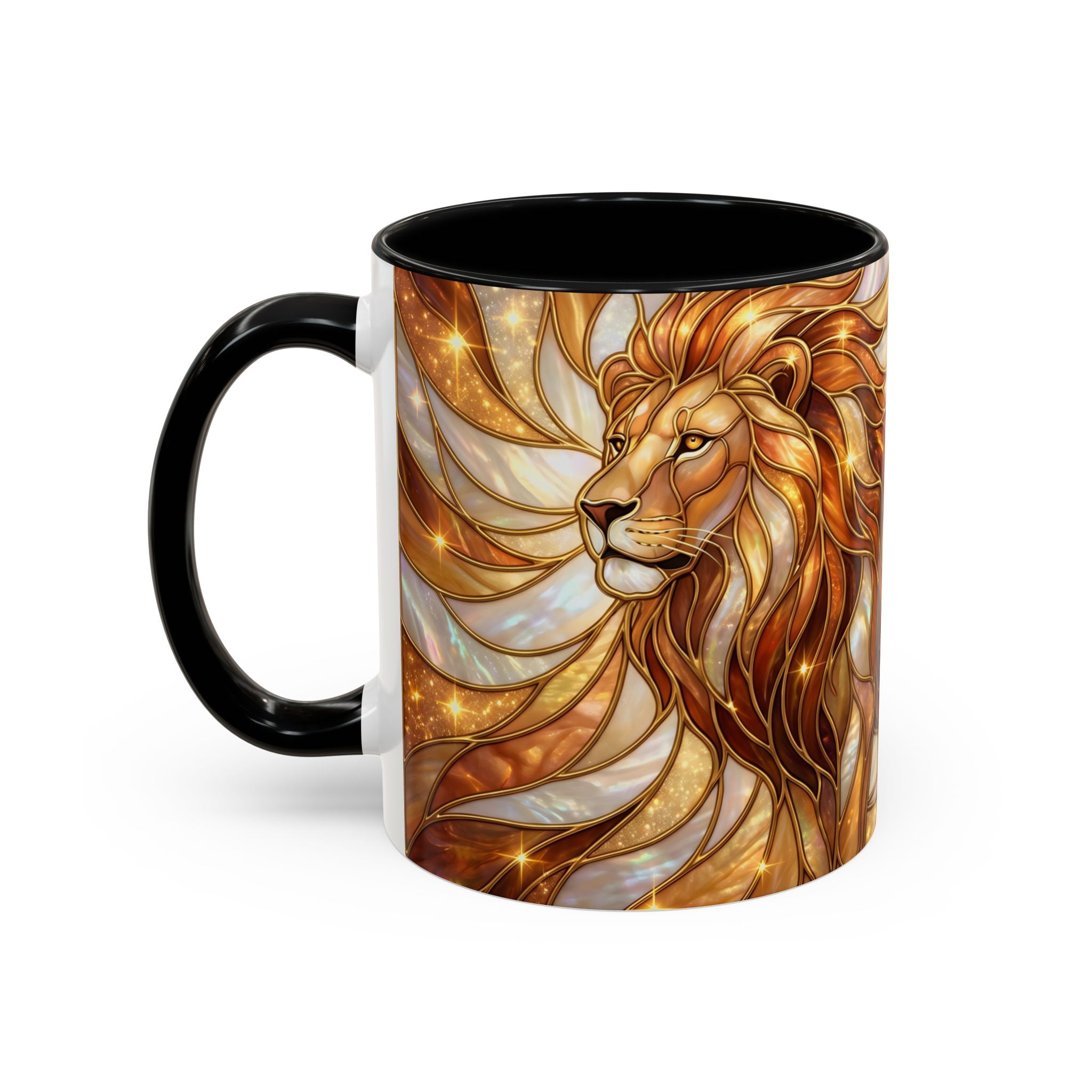 Amber Lion Stained Glass Style Mug