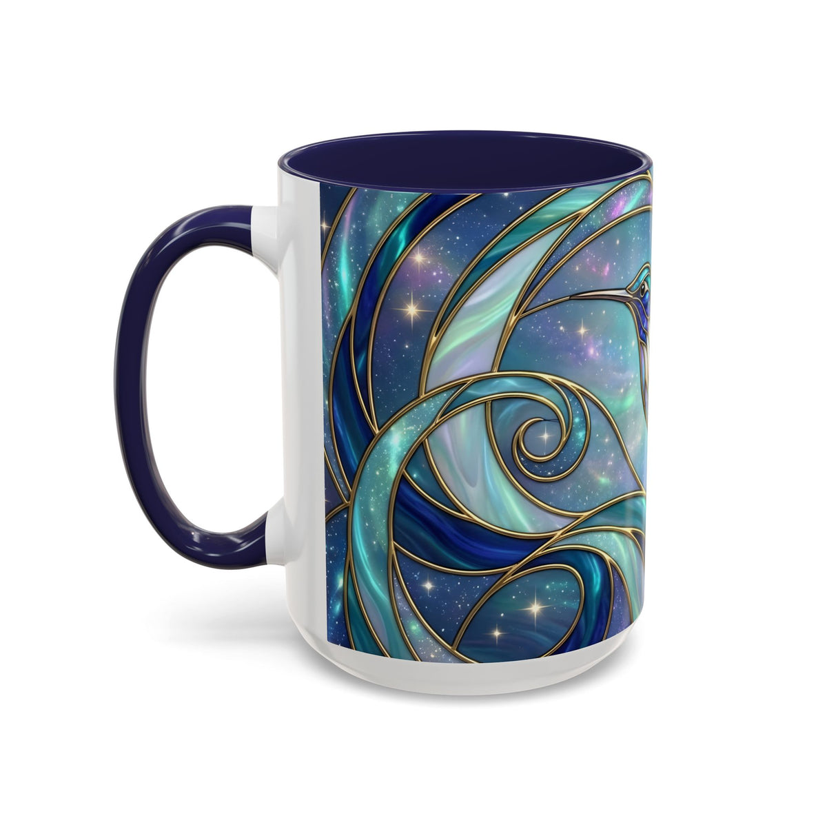 Blue Breeze Hummingbird Stained Glass Style Mug