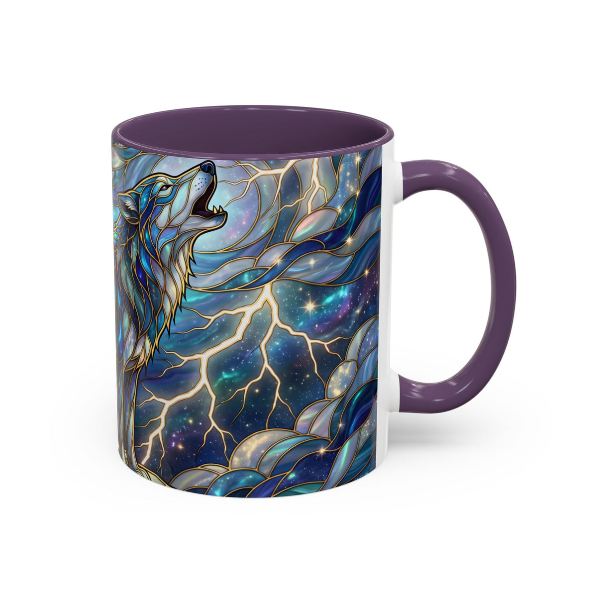 Storm Sky Wolf Stained Glass Style Mug