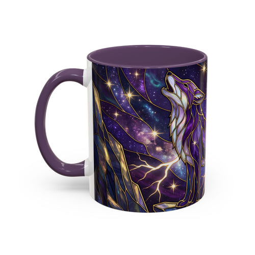 Purple Storm Fox Stained Glass Style Mug
