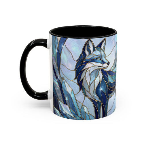 Icy Blue Fox Stained Glass Style Mug