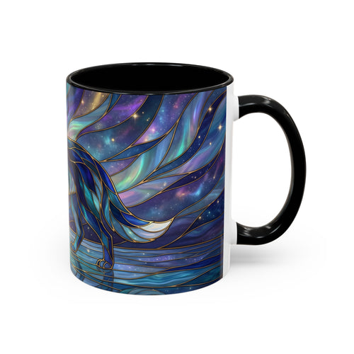 Starlit Lake Wolf Stained Glass Style Mug