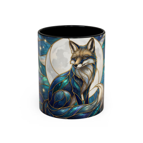 Moonlit Fox Stained Glass Style Mug