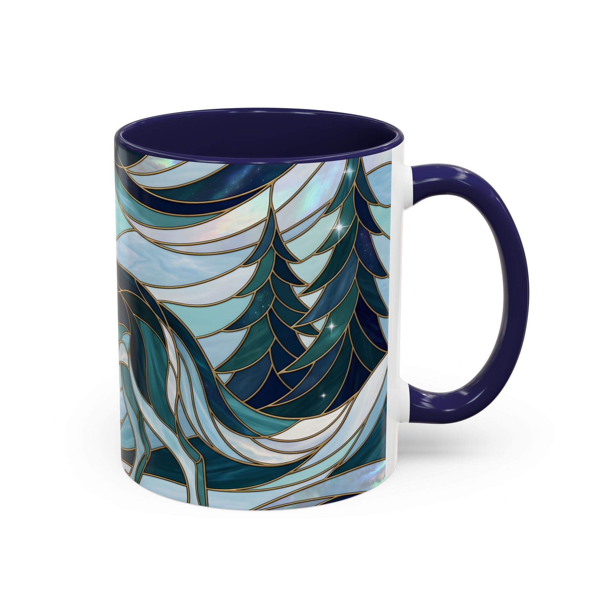 Pine Forest Wolf Stained Glass Style Mug
