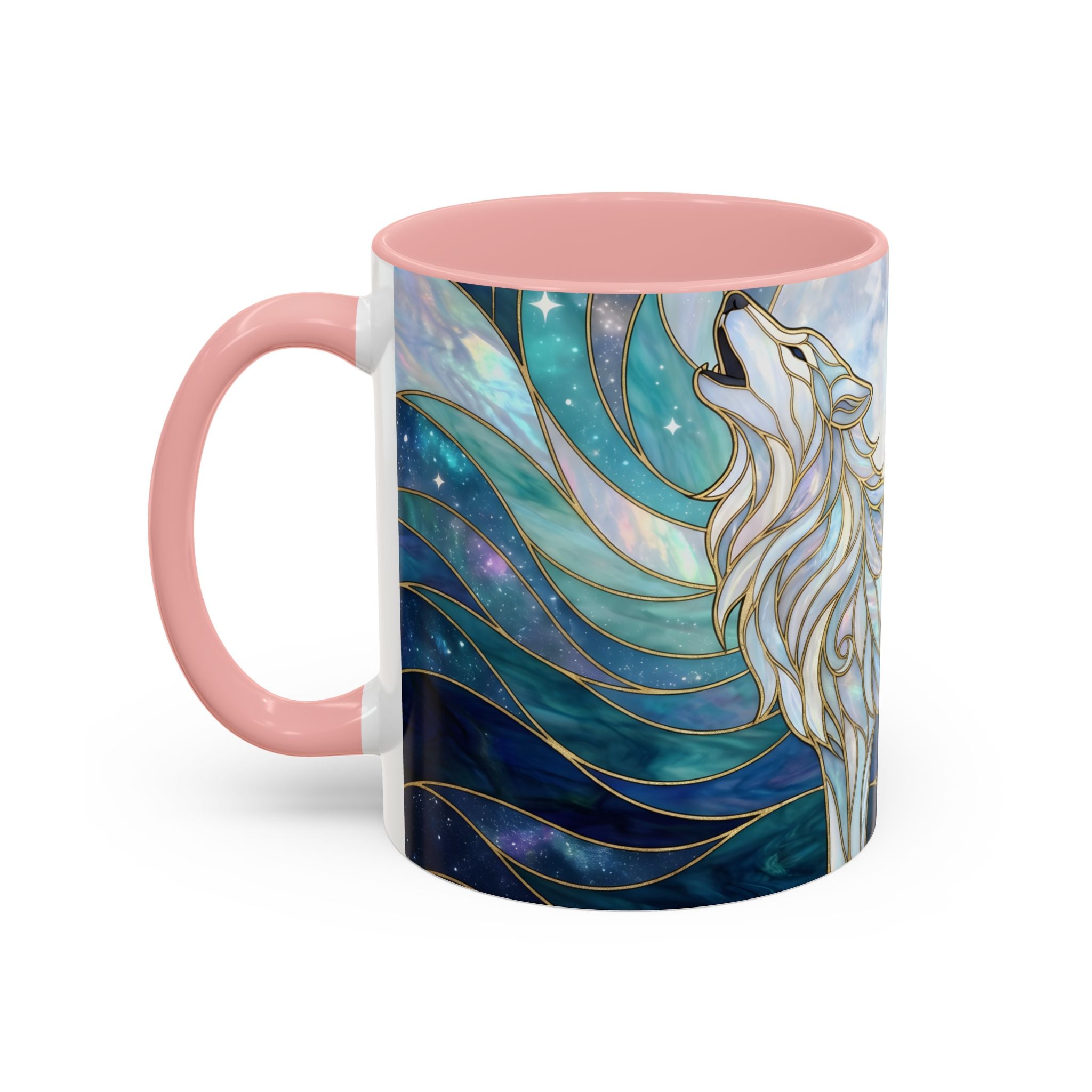 Moonlit Wolf Stained Glass Style Mug
