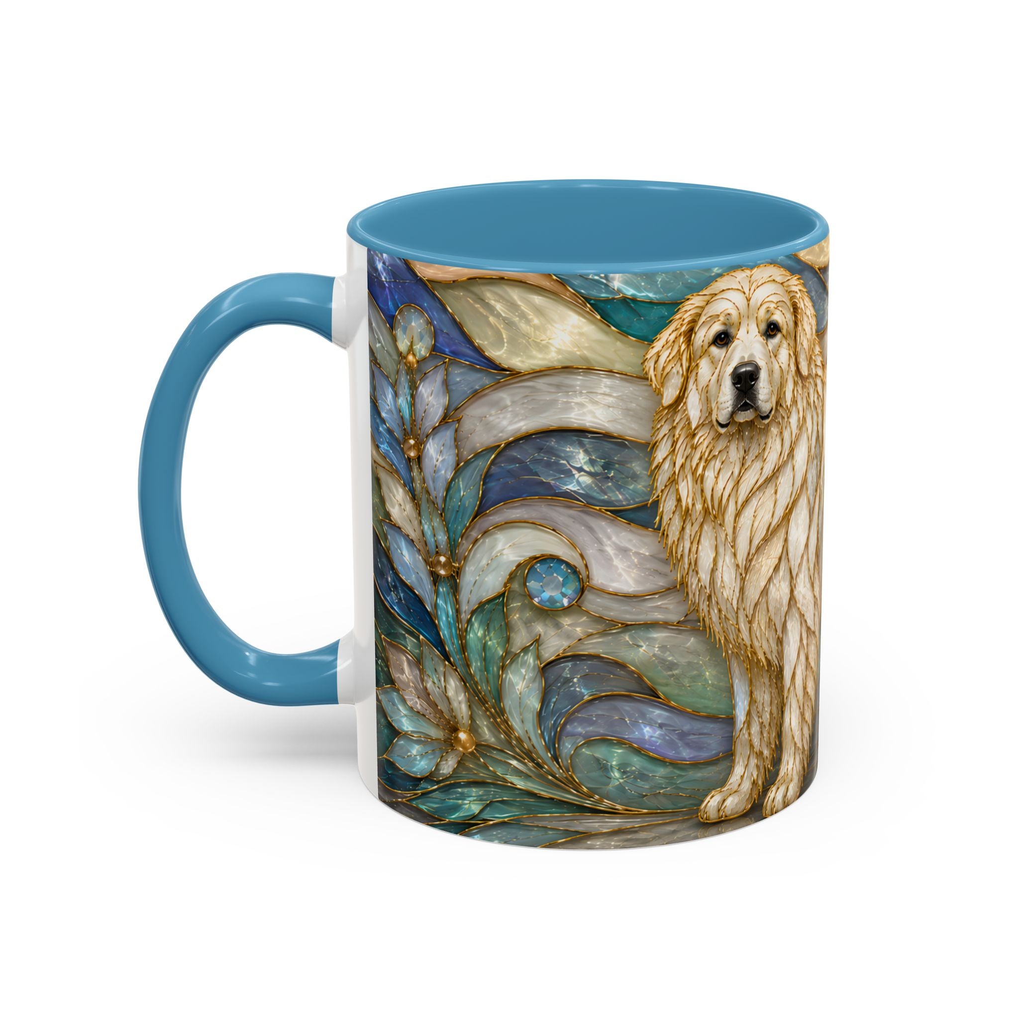 Blue Glow Great Pyrenees Stained Glass Style Mug
