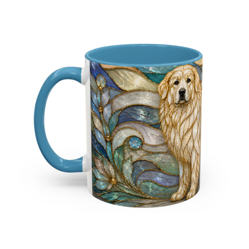 Blue Glow Great Pyrenees Stained Glass Style Mug