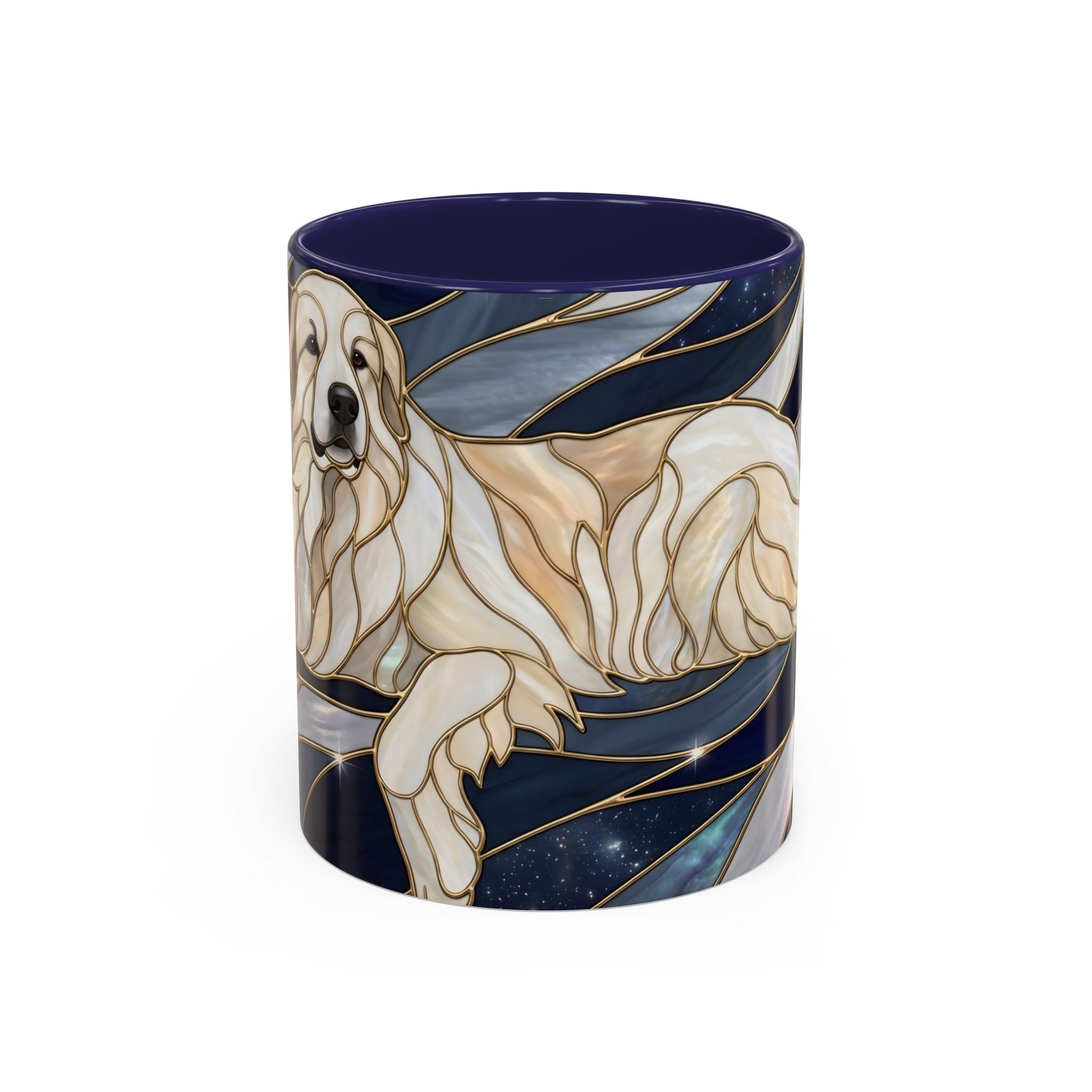 Navy Glow Great Pyrenees Stained Glass Style Mug