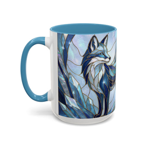 Icy Blue Fox Stained Glass Style Mug