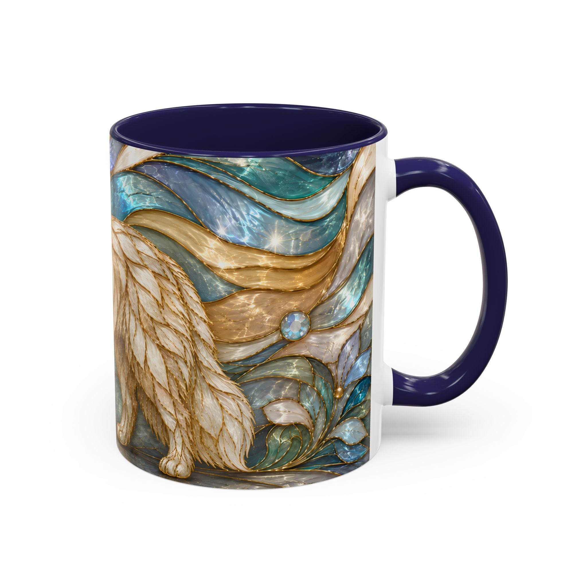 Blue Glow Great Pyrenees Stained Glass Style Mug