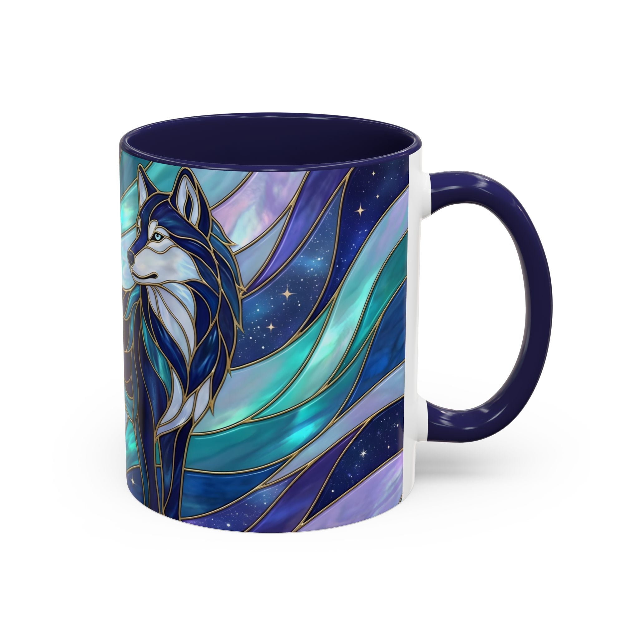 Celestial Wolf Stained Glass Style Mug