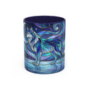Moonlit Lake Wolf Stained Glass Style Mug