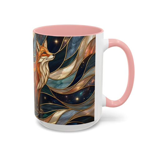 Celestial Night Fox Stained Glass Style Mug
