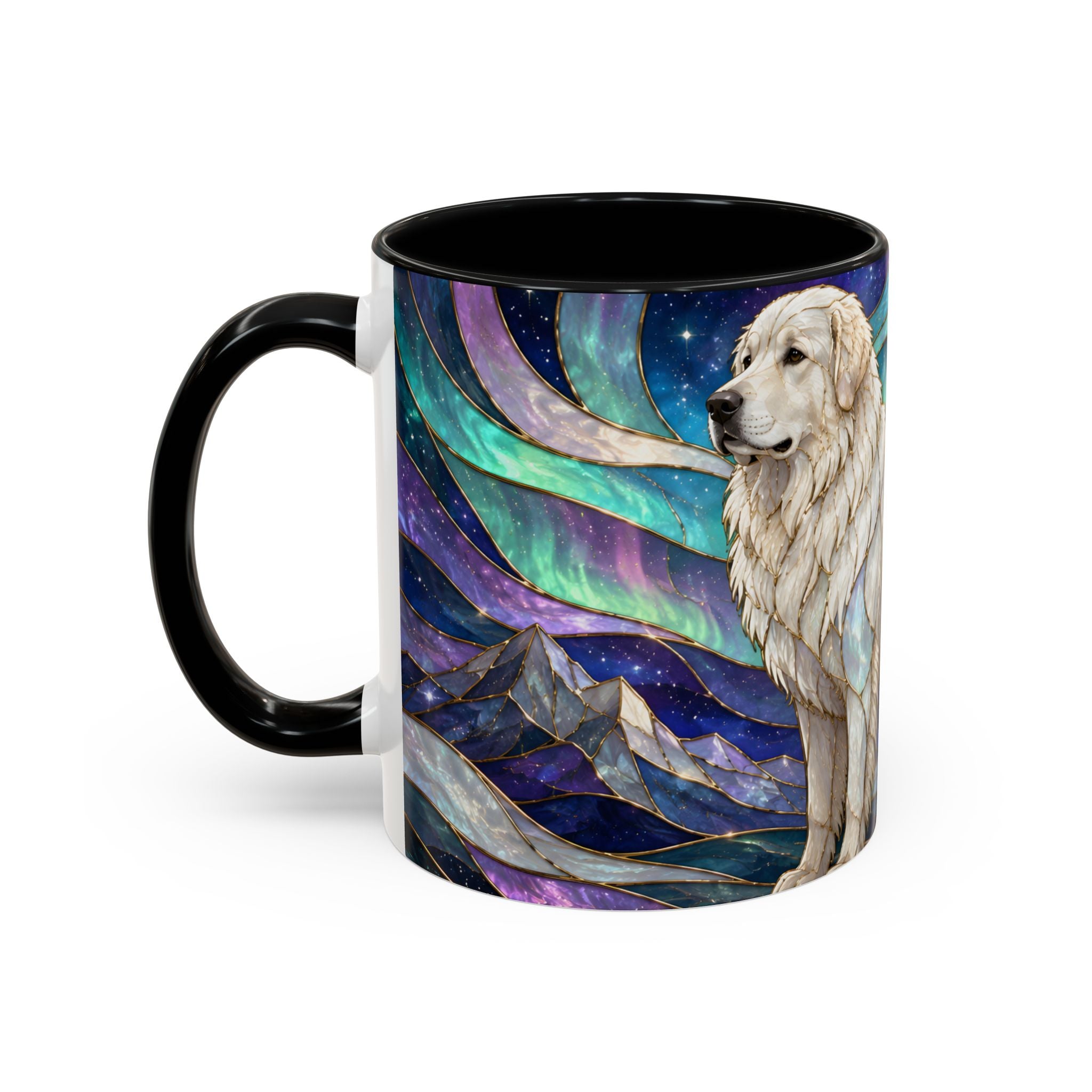 Aurora Peaks Great Pyrenees Stained Glass Style Mug