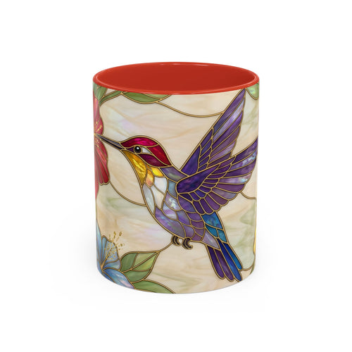 Garden Bloom Hummingbird Stained Glass Style Mug