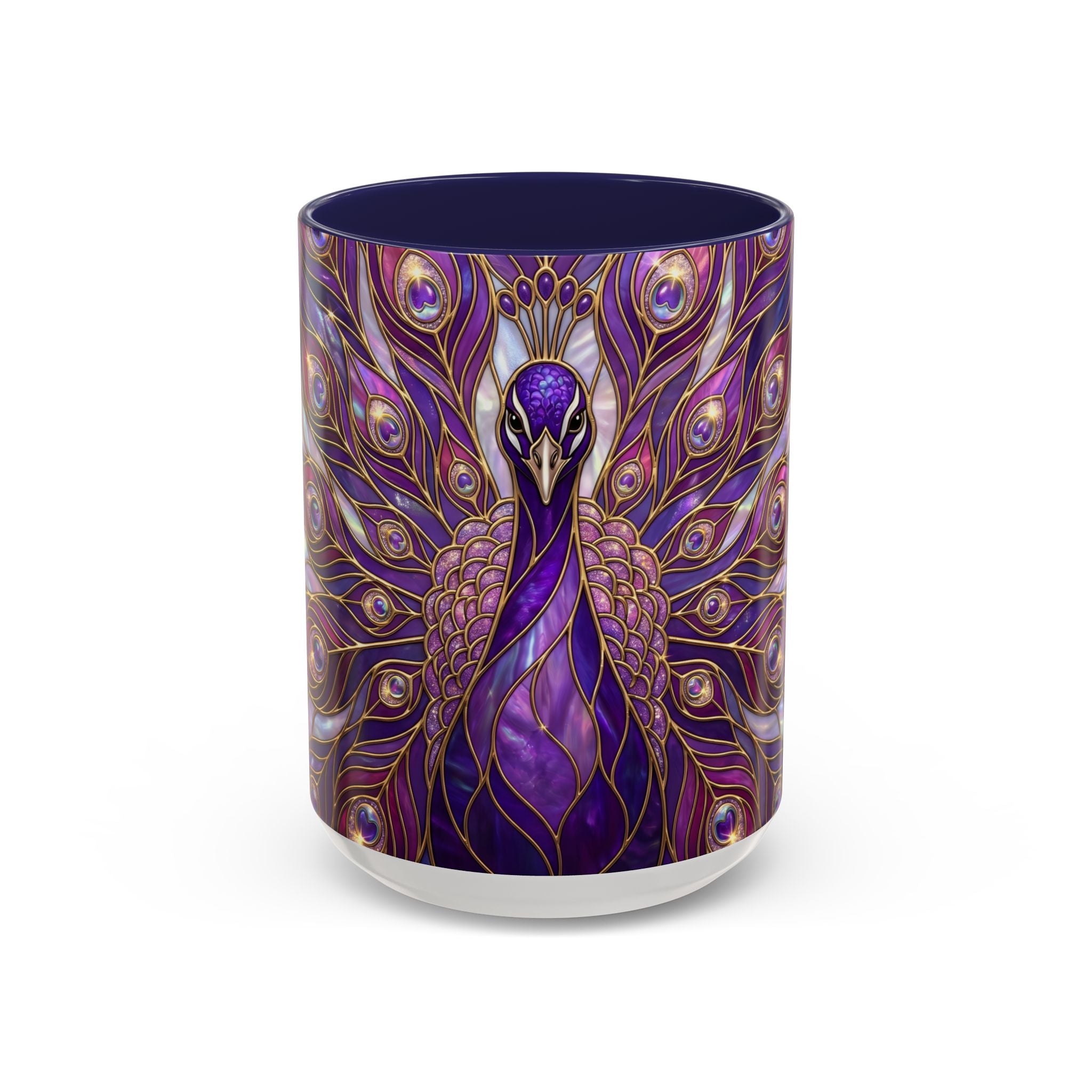 Purple Peacock Stained Glass Style Mug