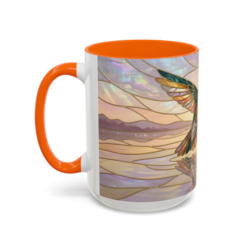 Serene Horizon Hummingbird Stained Glass Style Mug