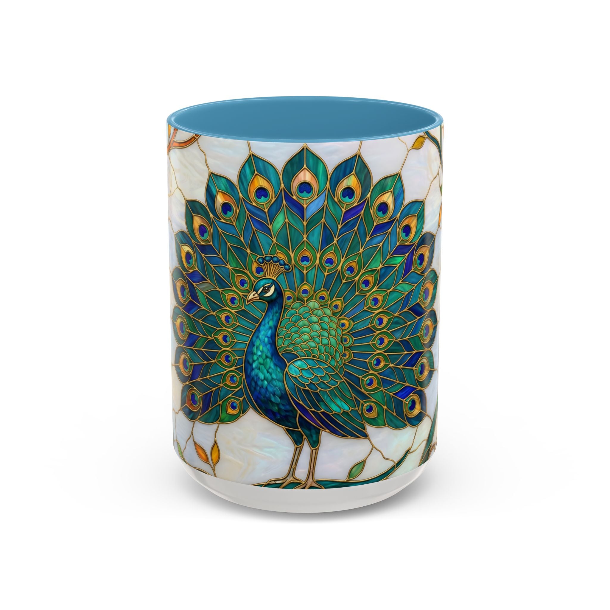Elegant Peacock Stained Glass Style Mug