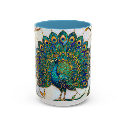 Elegant Peacock Stained Glass Style Mug