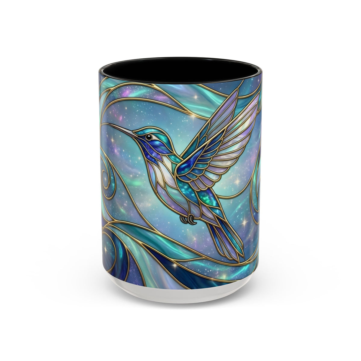 Blue Breeze Hummingbird Stained Glass Style Mug