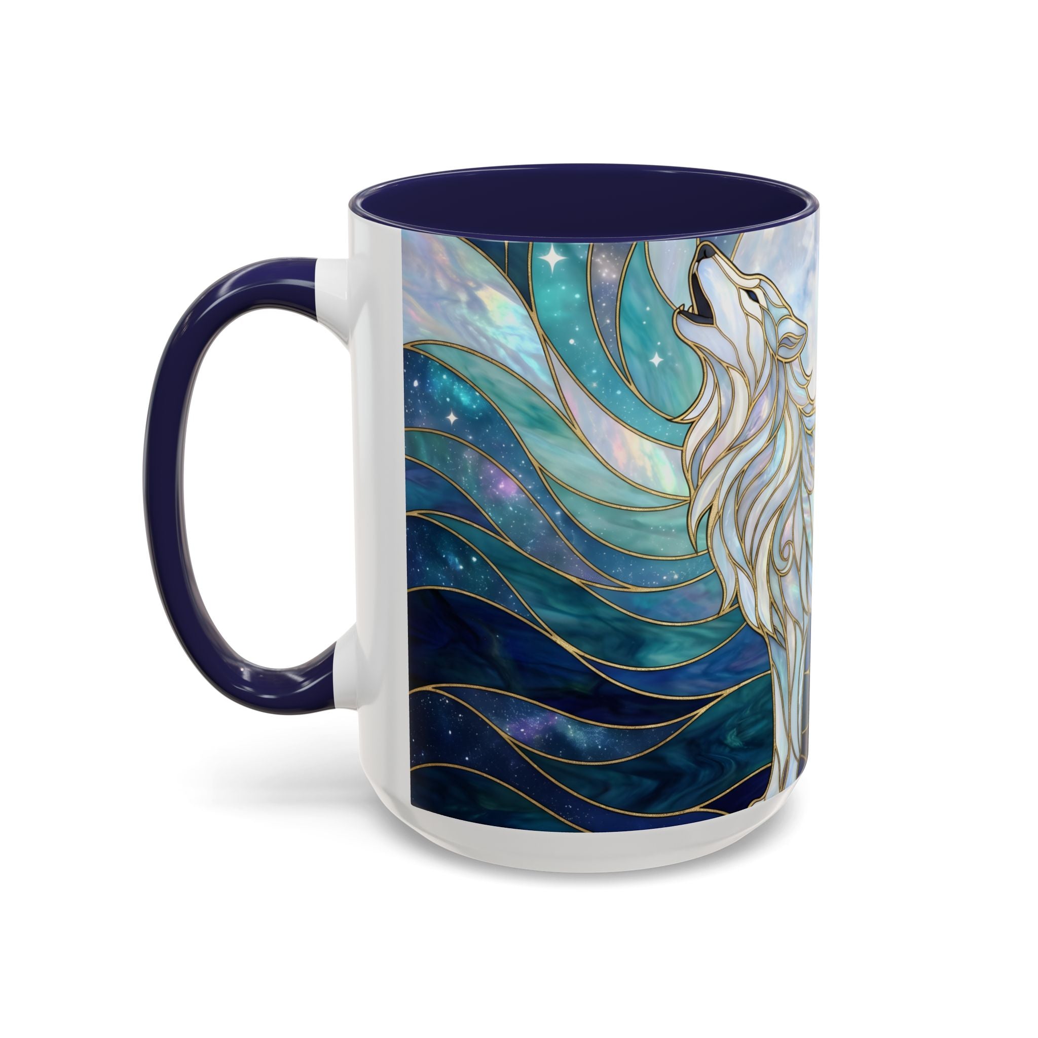 Moonlit Wolf Stained Glass Style Mug
