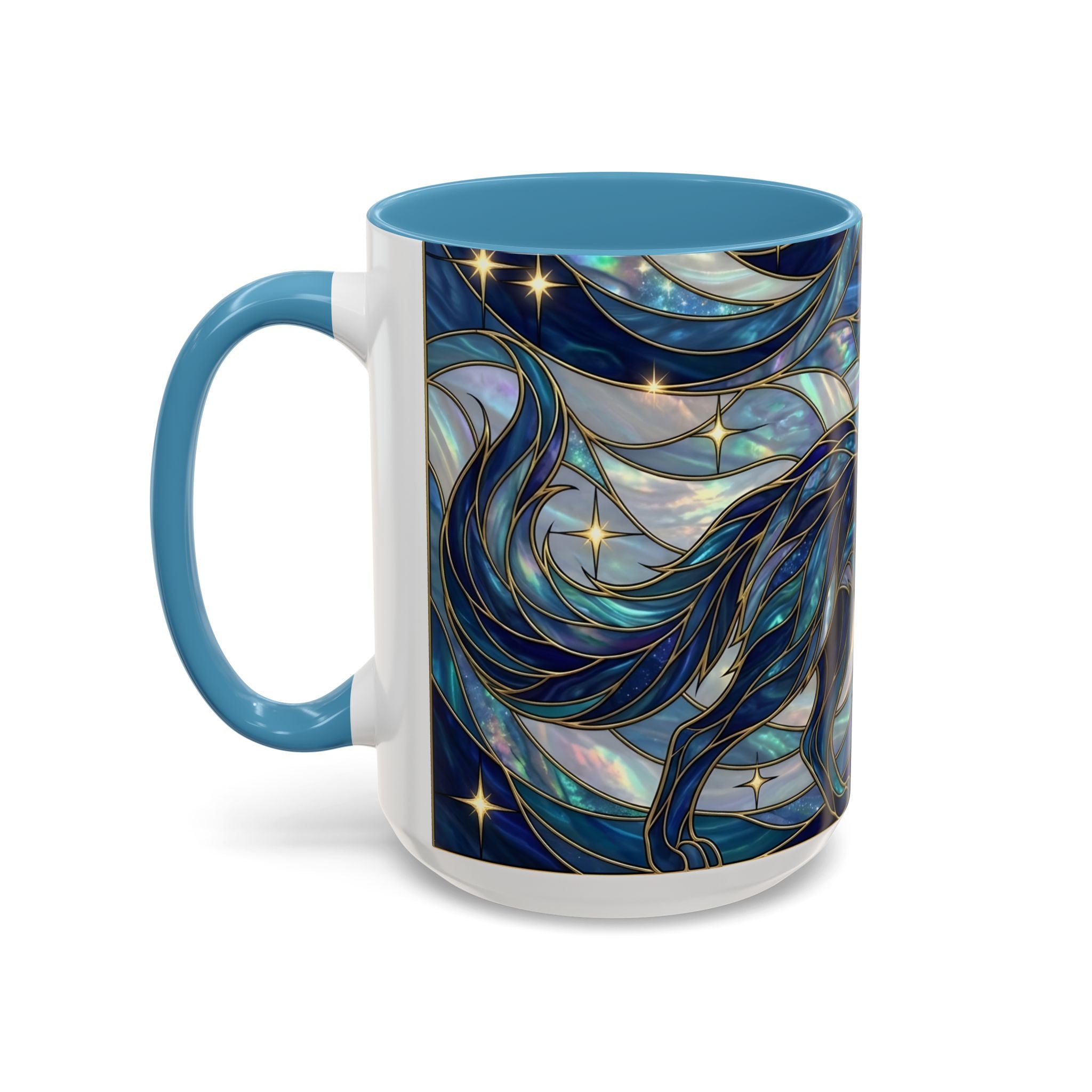 Sapphire Wolf Stained Glass Style Mug