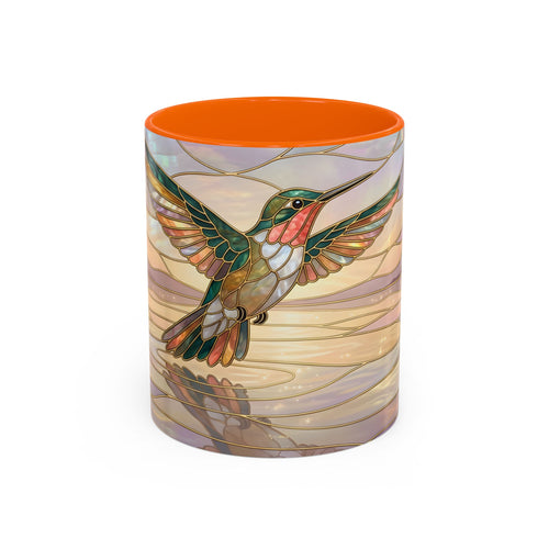 Serene Horizon Hummingbird Stained Glass Style Mug