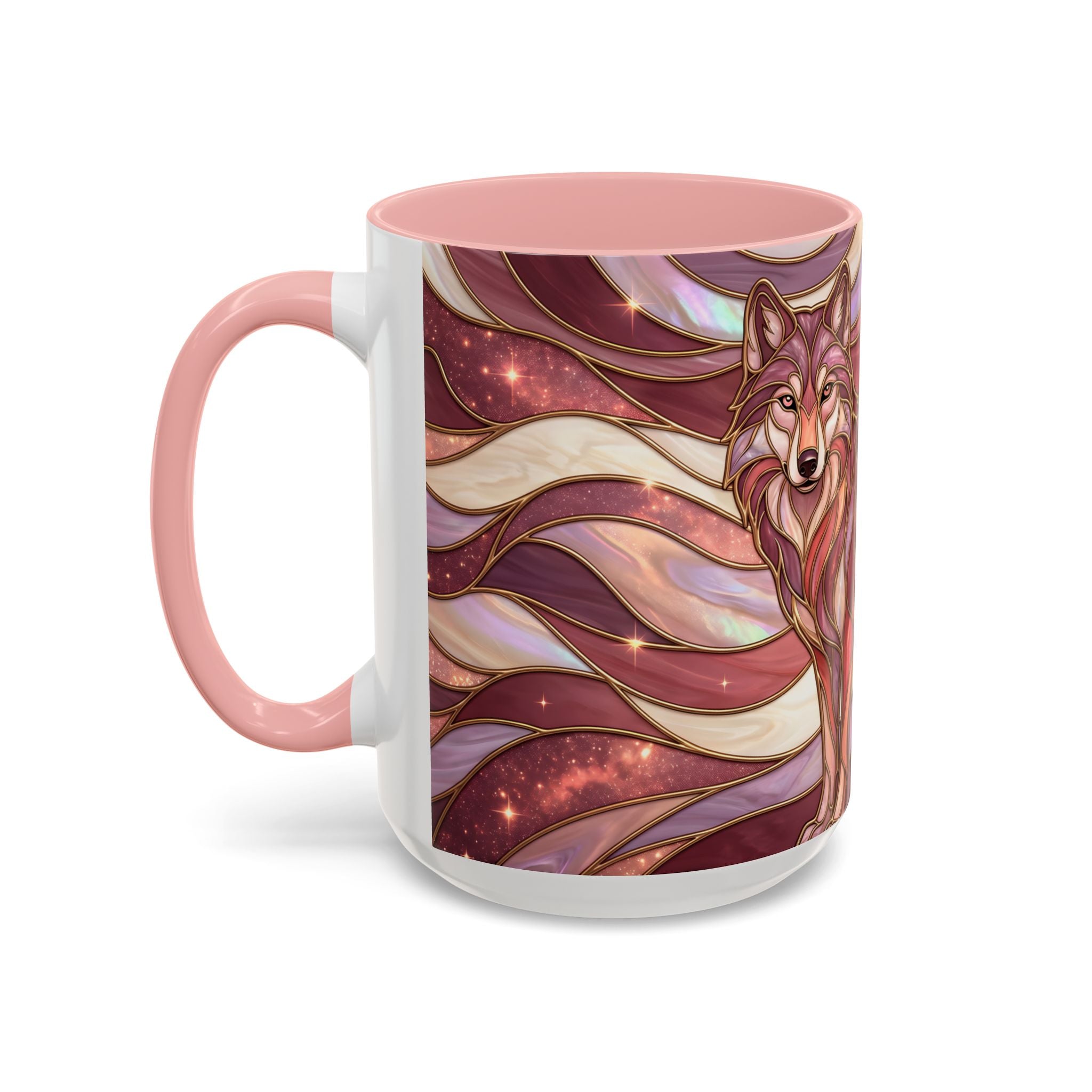 Rose Gold Wolf Stained Glass Style Mug