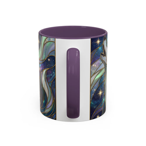 Starlight Wolf Stained Glass Style Mug