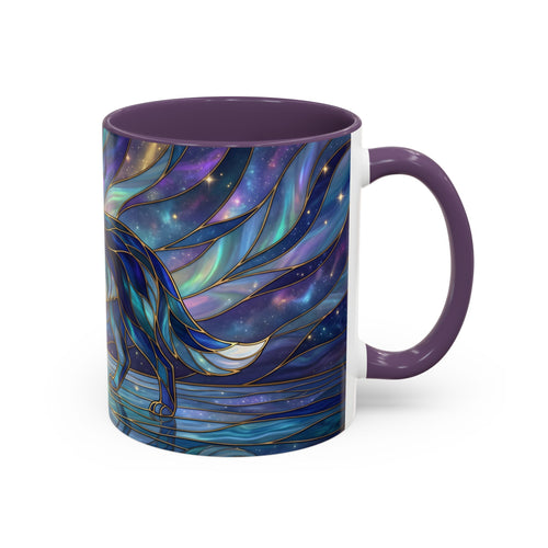 Starlit Lake Wolf Stained Glass Style Mug
