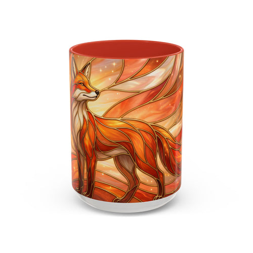 Orange Glow Fox Stained Glass Style Mug