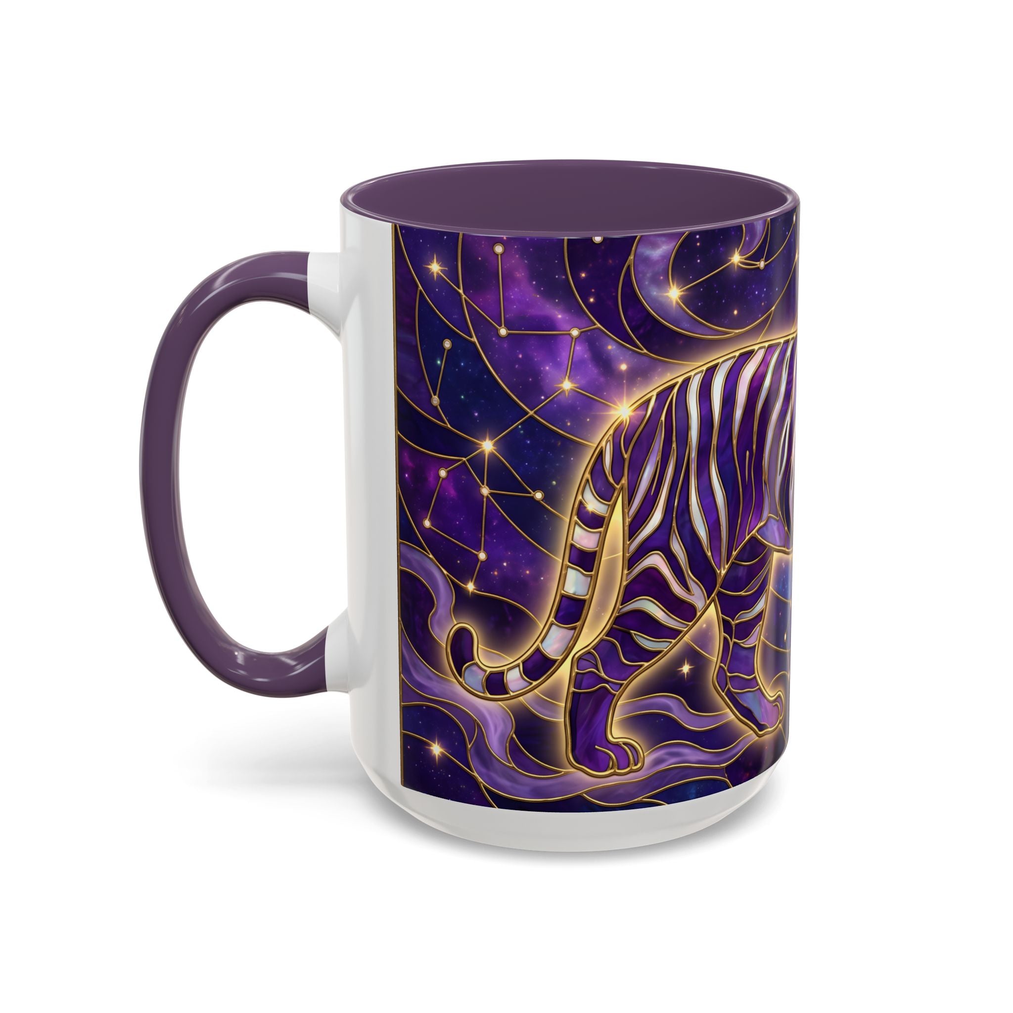 Celestial Purple Tiger Stained Glass Style Mug