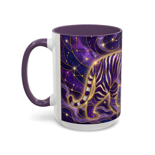 Celestial Purple Tiger Stained Glass Style Mug