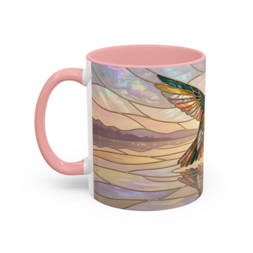 Serene Horizon Hummingbird Stained Glass Style Mug