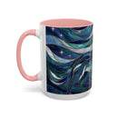Celestial Blue Wolf Stained Glass Style Mug