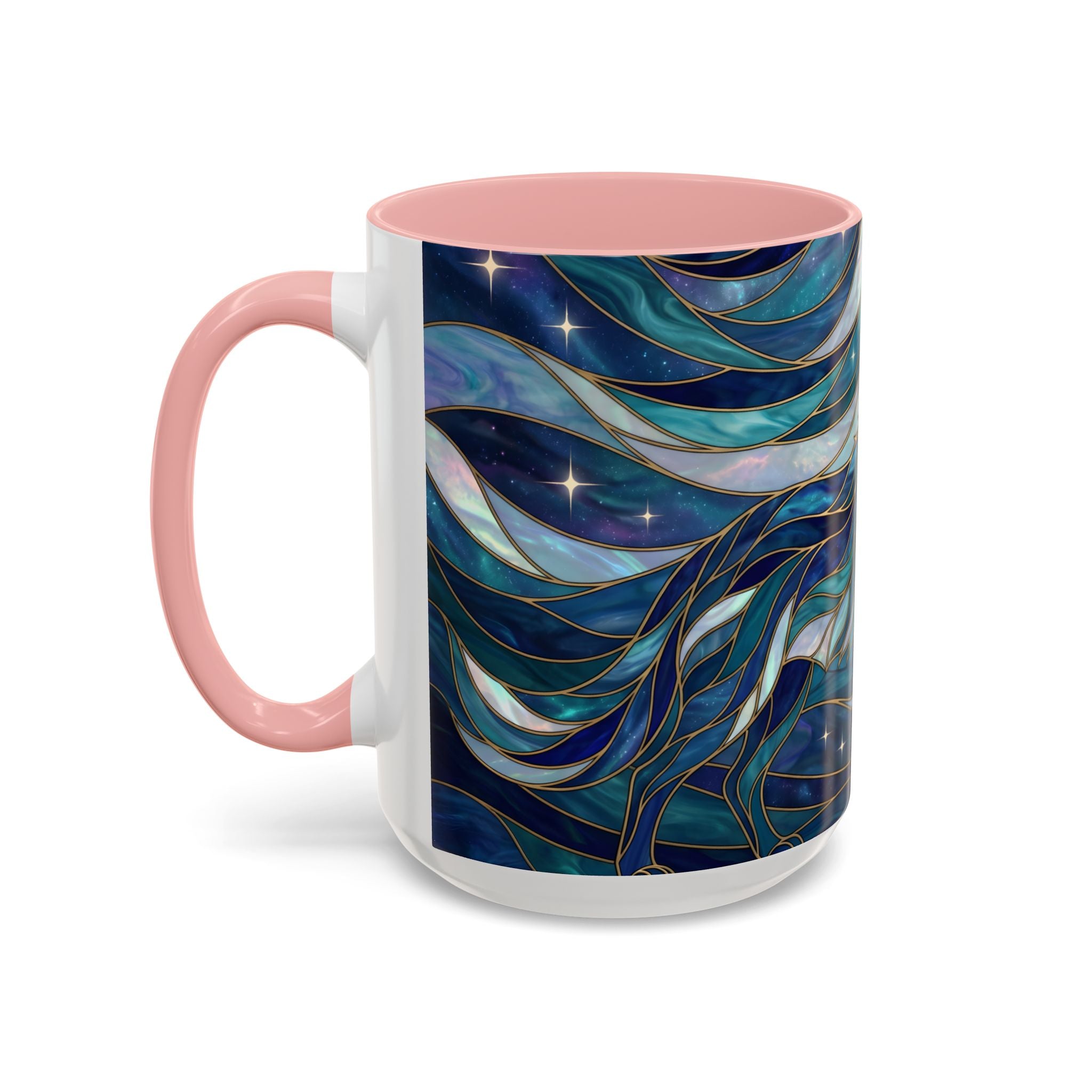 Celestial Blue Wolf Stained Glass Style Mug