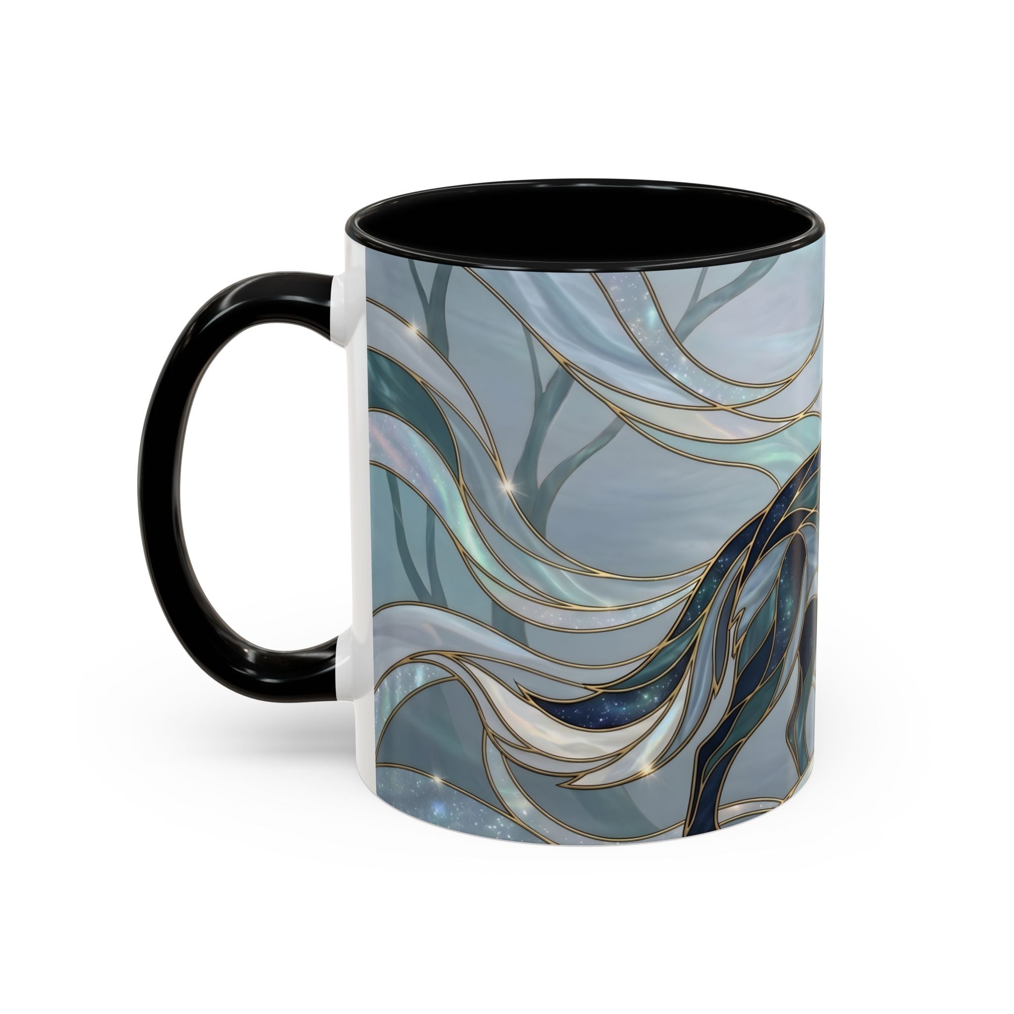 Mystical Blue Wolf Stained Glass Style Mug