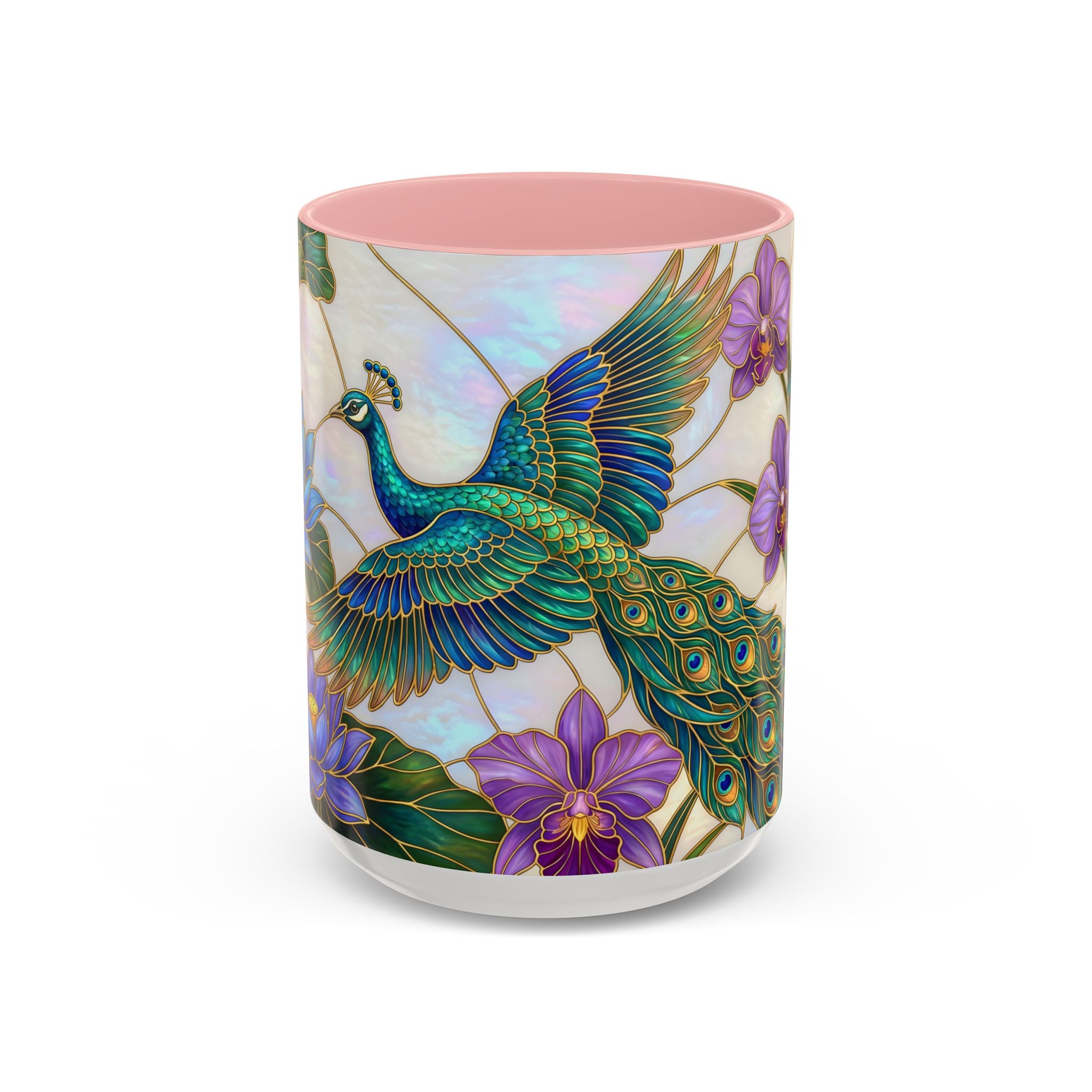 Flying Peacock Stained Glass Style Mug