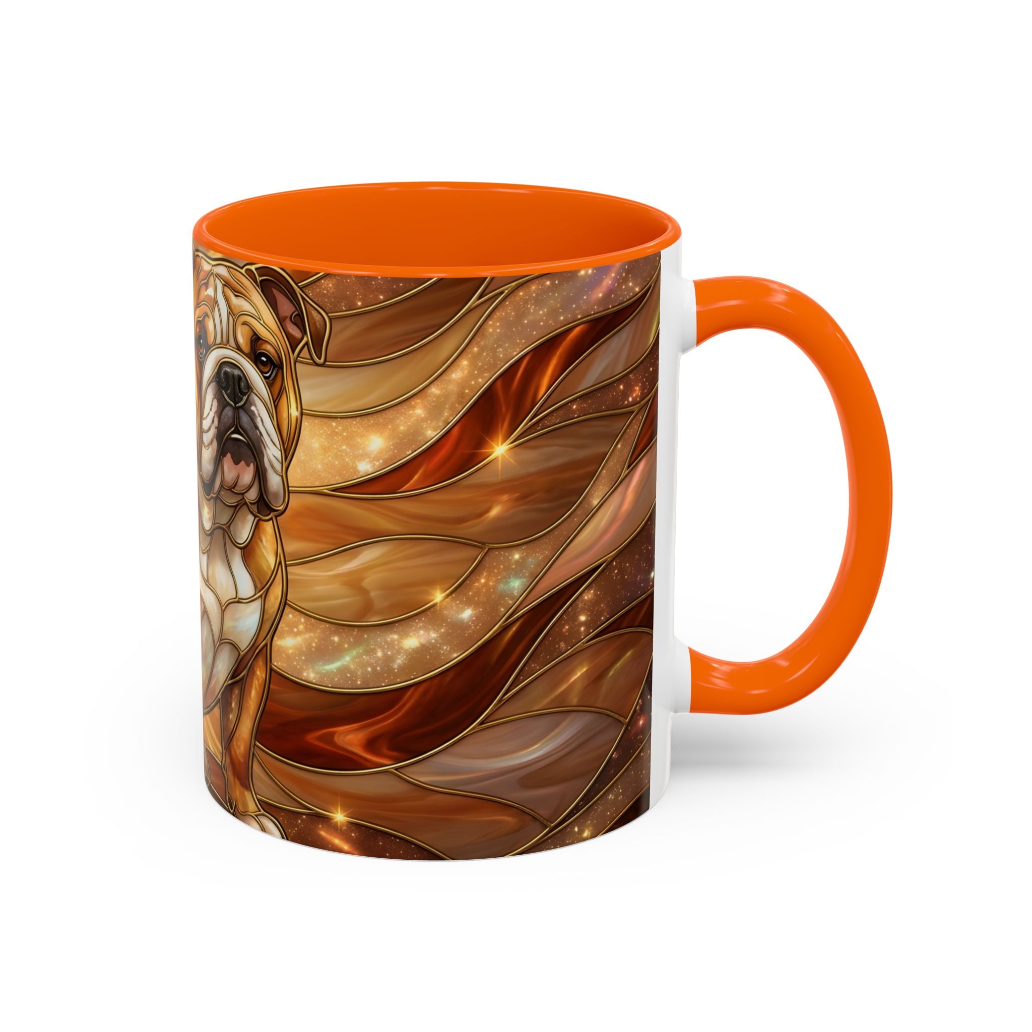 Amber Bulldog Stained Glass Style Mug