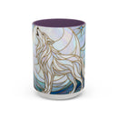 Pearl White Wolf Stained Glass Style Mug