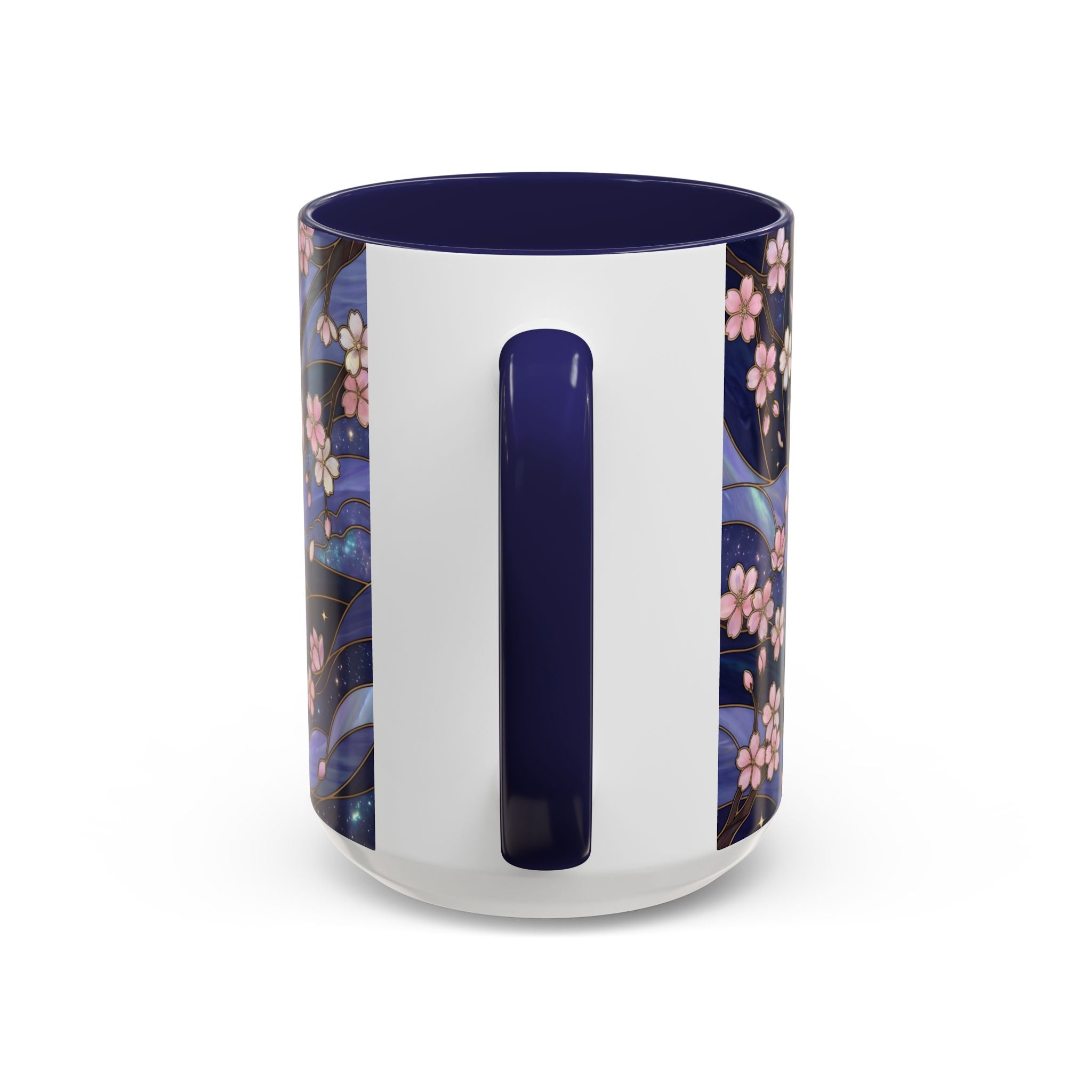 Night Sakura Wolf Stained Glass Style Wolf Coffee Mug