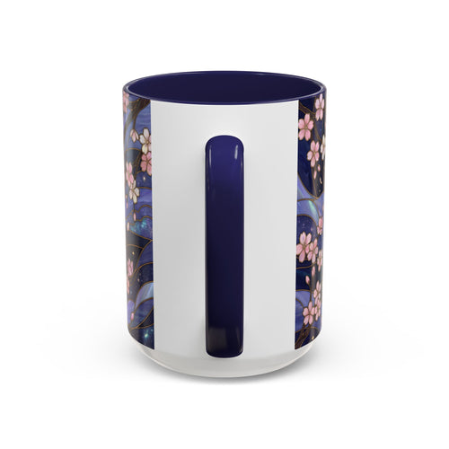 Night Sakura Wolf Stained Glass Style Wolf Coffee Mug