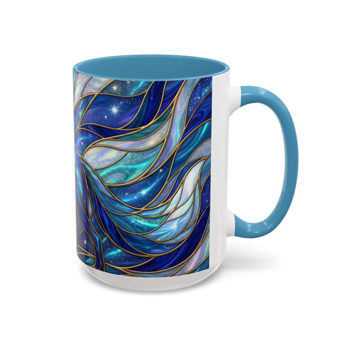 Blue Glow Fox Stained Glass Style Mug