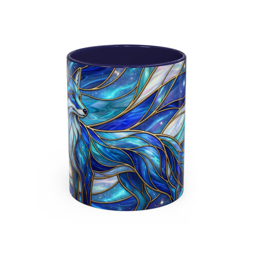 Blue Glow Fox Stained Glass Style Mug