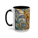 Blue Glow Yorkshire Terrier Stained Glass Style Mug