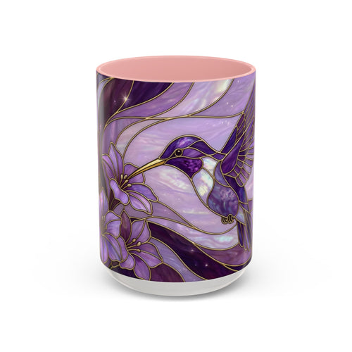 Purple Bloom Hummingbird Stained Glass Style Mug
