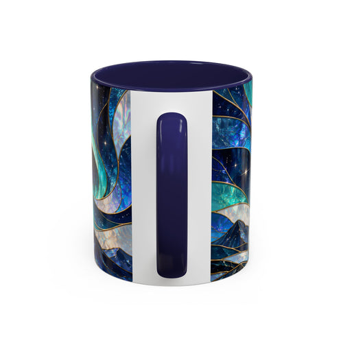 Northern Glow Wolf Stained Glass Style Mug