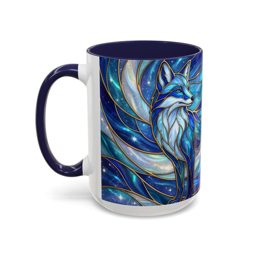 Blue Glow Fox Stained Glass Style Mug